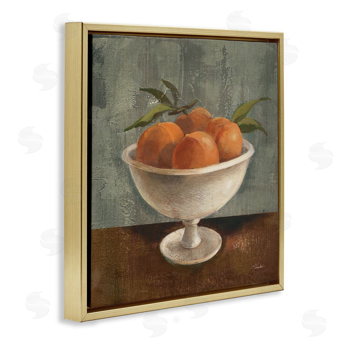 Silvia Vassileva Peaches Still Life Gold Floating Frame Canvas Wall Art Print