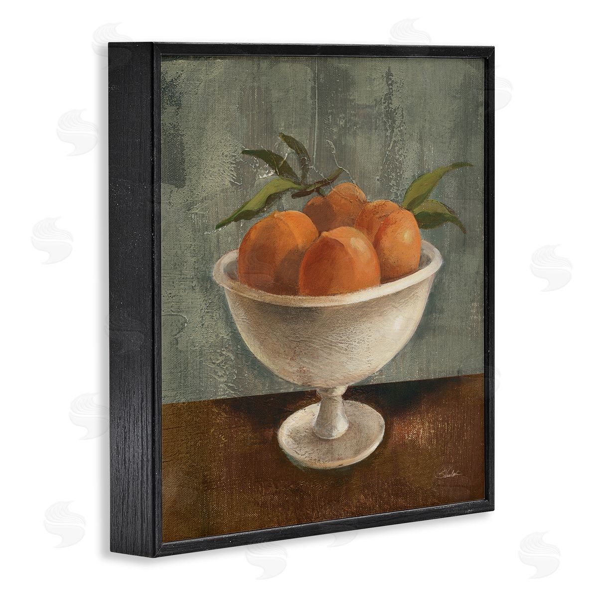 Silvia Vassileva Peaches Still Life Black Framed Giclee Wall Art Print