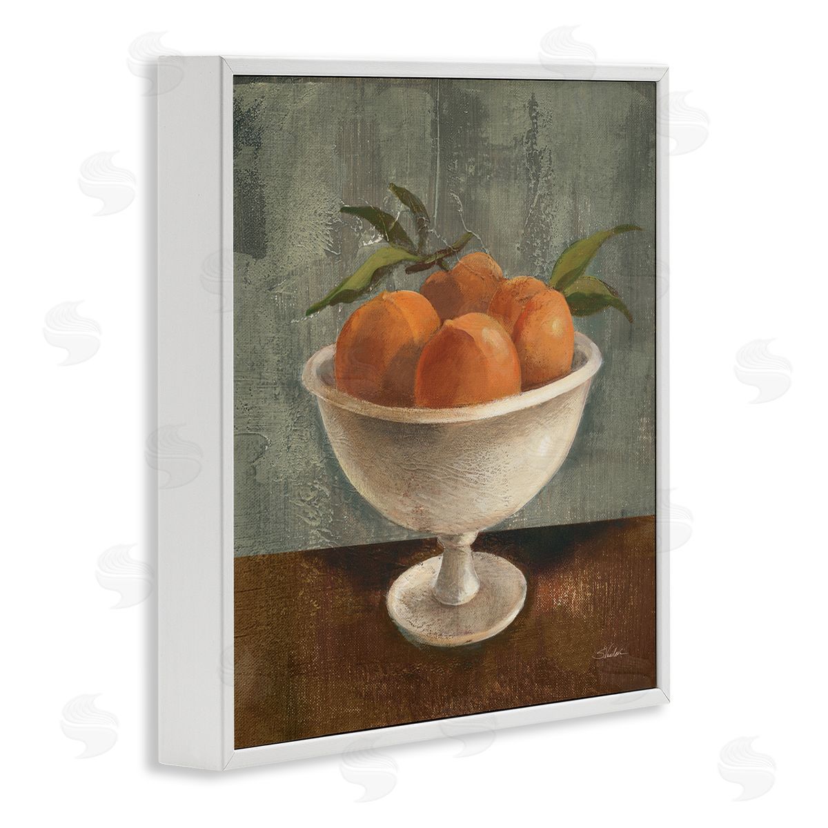 Silvia Vassileva Peaches Still Life White Framed Giclee Wall Art Print