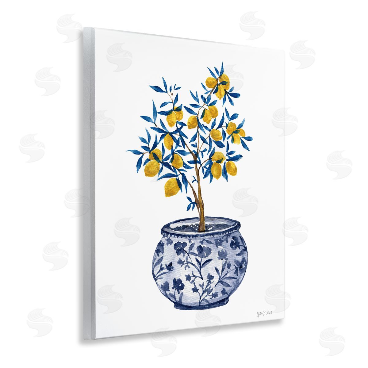 Lemon Tree in Chinoiserie Wood Plaque Wall Art, Home Decor by Yvette St. Amant