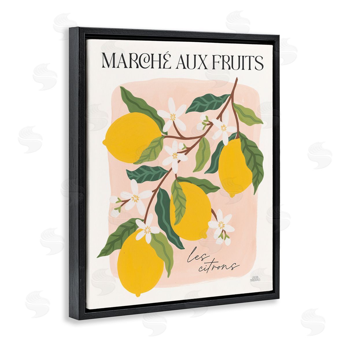 Marche Aux Lemons Black Floating Frame Canvas Wall Art, Home Decor by Wild Apple Portfolio