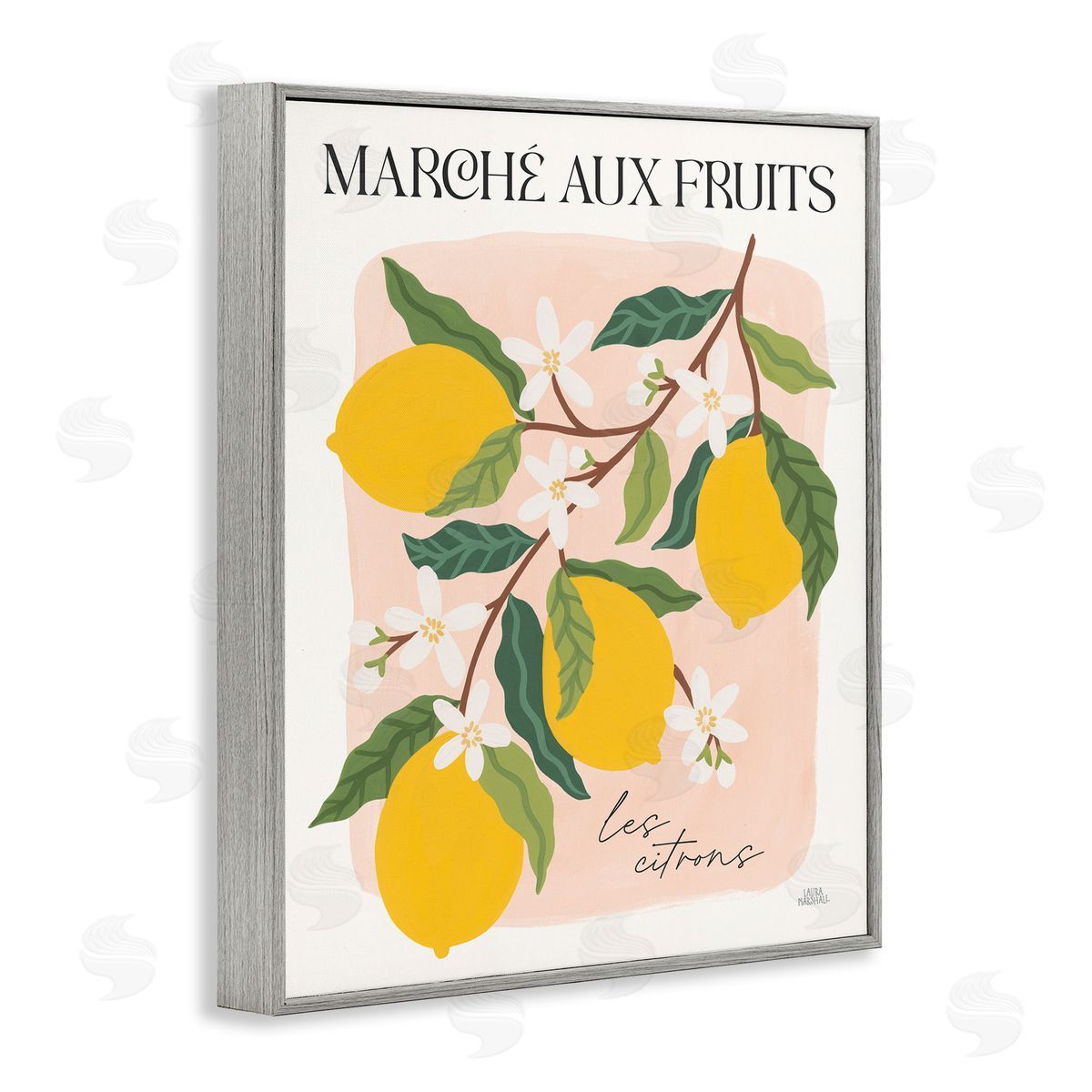 Marche Aux Lemons Grey Frame Print Wall Art, Home Decor by Wild Apple Portfolio