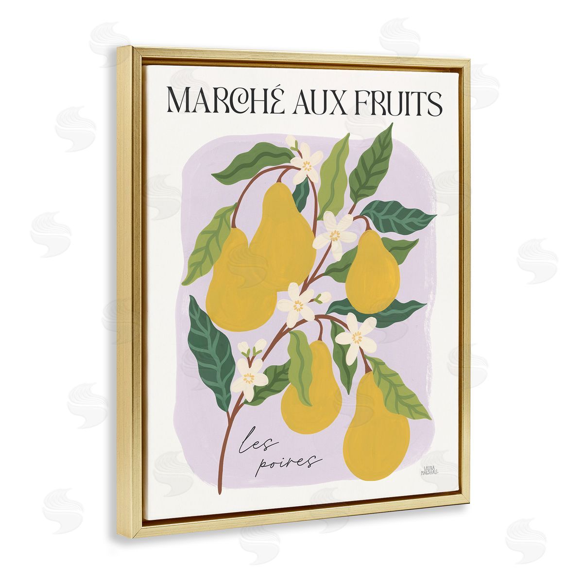 Marche Aux Pears Gold Floating Frame Canvas Wall Art, Home Decor by Wild Apple Portfolio