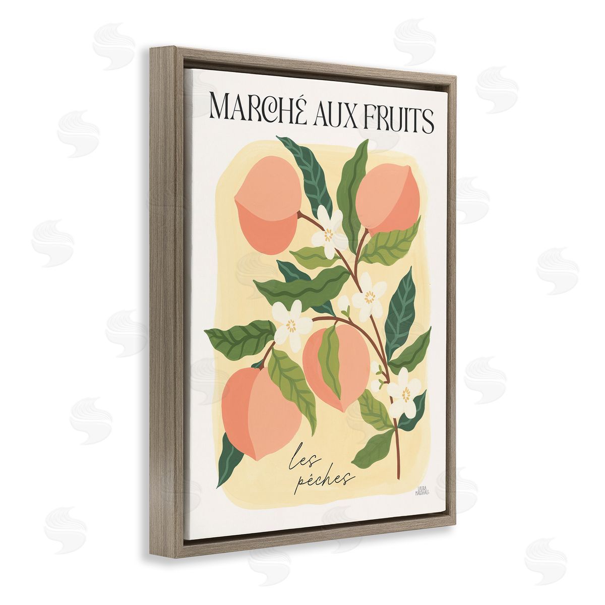 Marche Aux Peaches Brown Floating Frame Canvas Wall Art, Home Decor by Wild Apple Portfolio