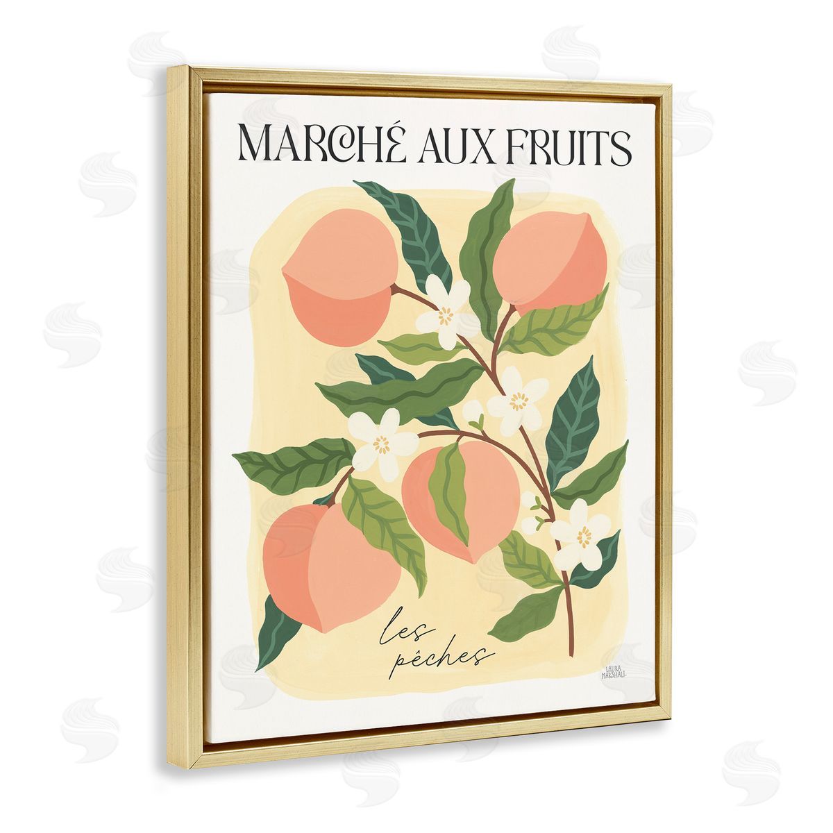 Marche Aux Peaches Gold Floating Frame Canvas Wall Art, Home Decor by Wild Apple Portfolio