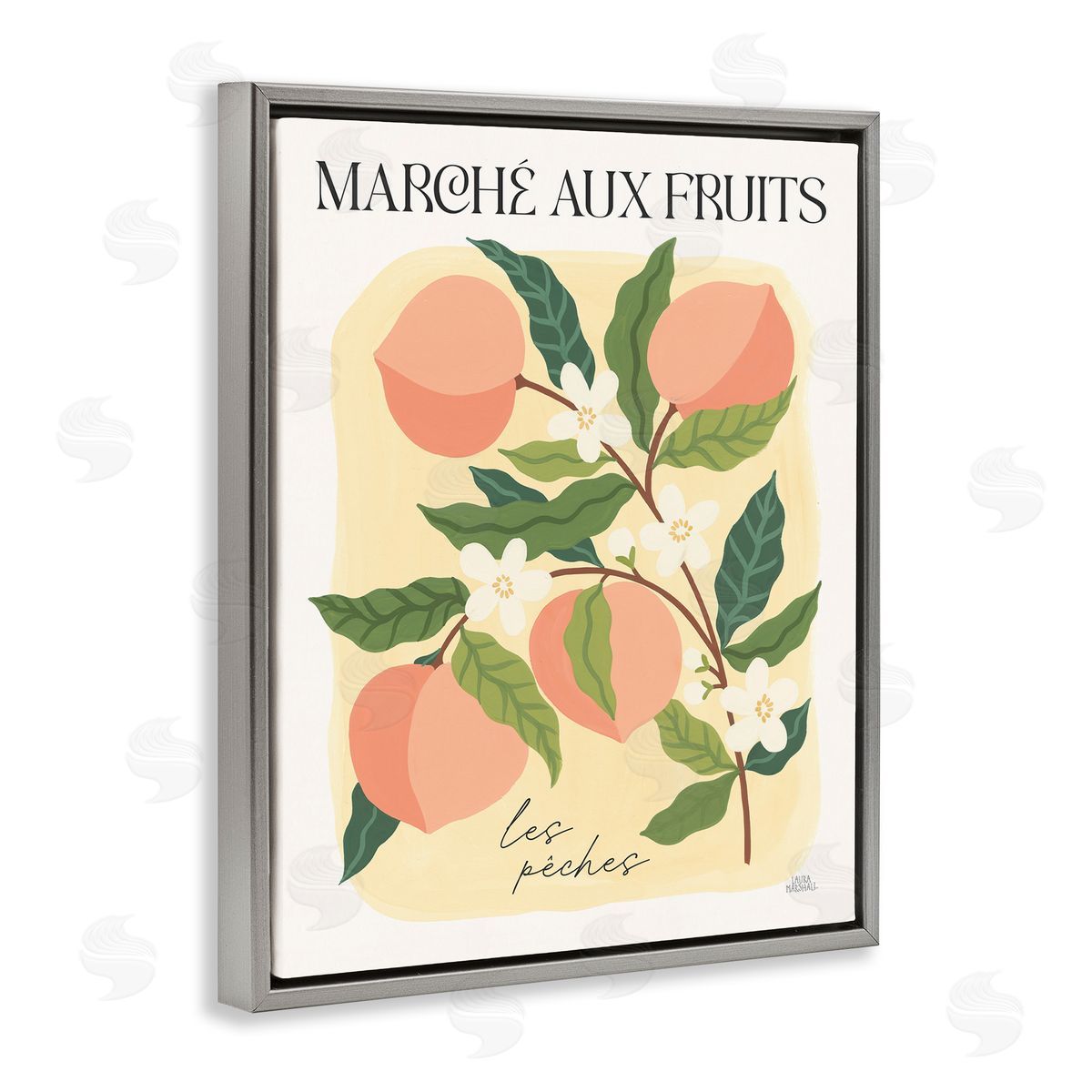 Marche Aux Peaches Grey Floating Frame Canvas Wall Art, Home Decor by Wild Apple Portfolio