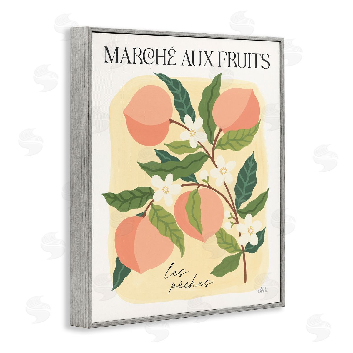 Marche Aux Peaches Grey Frame Print Wall Art, Home Decor by Wild Apple Portfolio