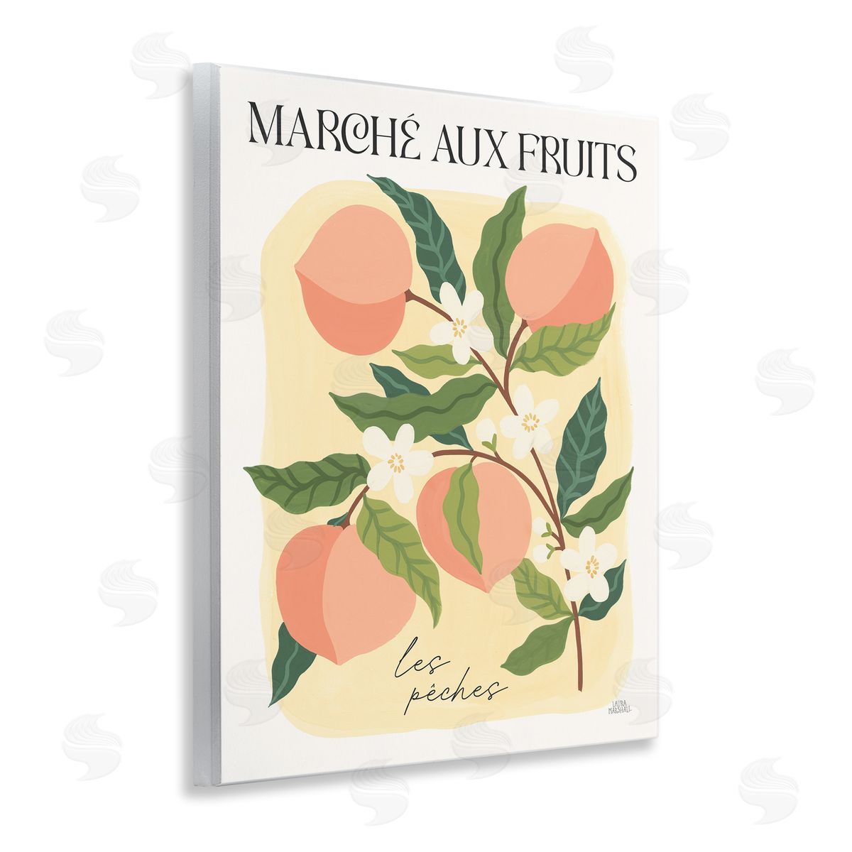 Marche Aux Peaches Wood Plaque Wall Art, Home Decor by Wild Apple Portfolio