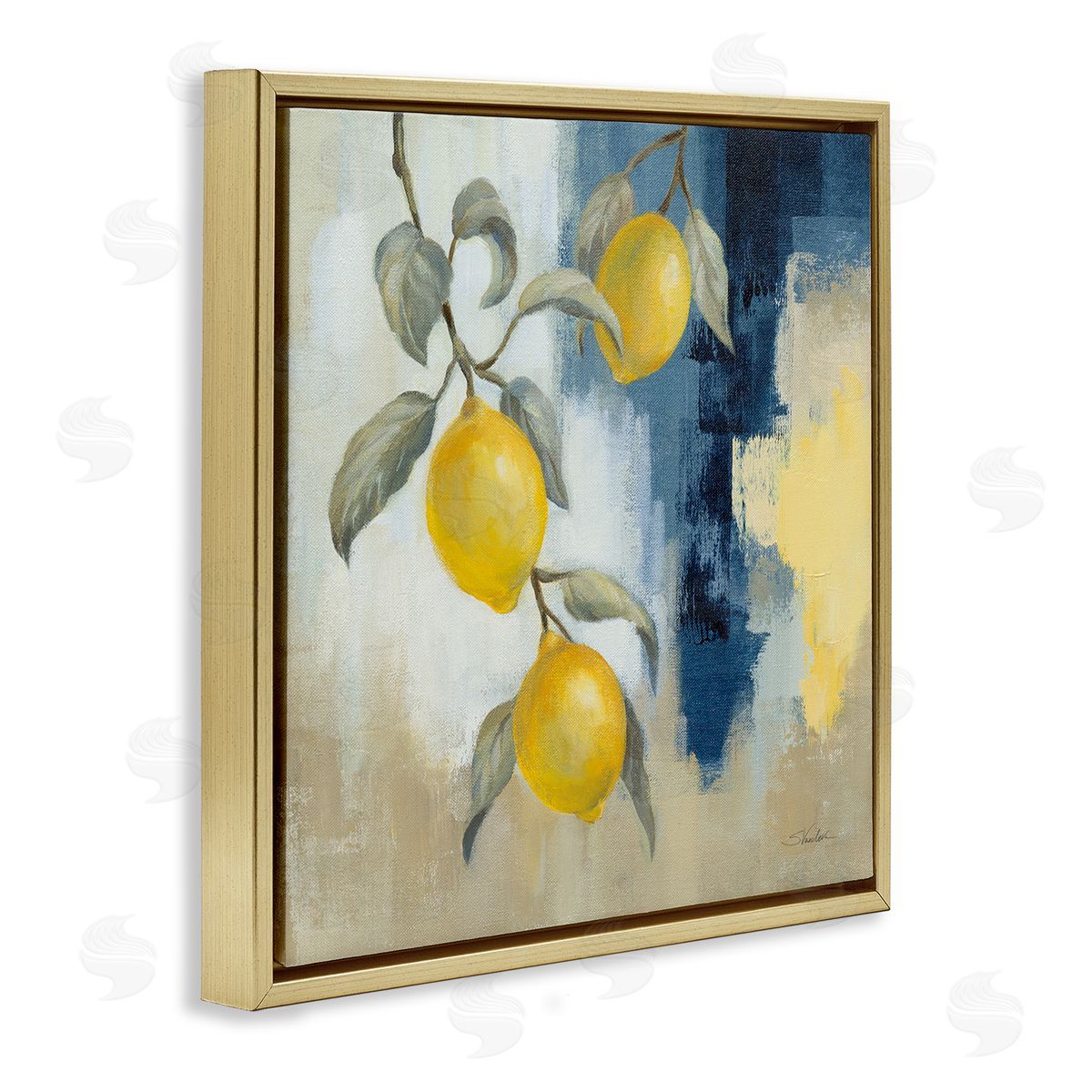 Silvia Vassileva Lemons From South Gold Floating Frame Canvas Wall Art Print