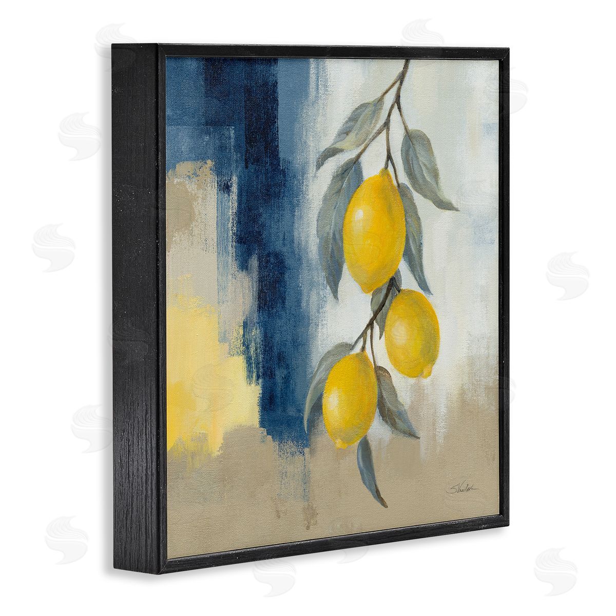 Silvia Vassileva Kitchen Lemons Hanging Black Framed Giclee Wall Art Print