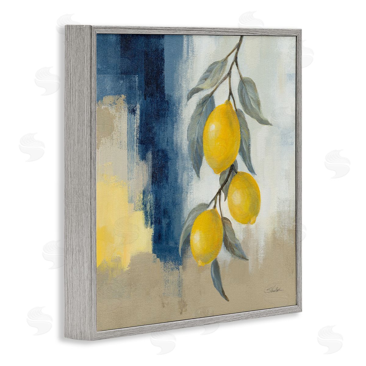 Silvia Vassileva Kitchen Lemons Hanging Gray Framed Giclee Wall Art Print