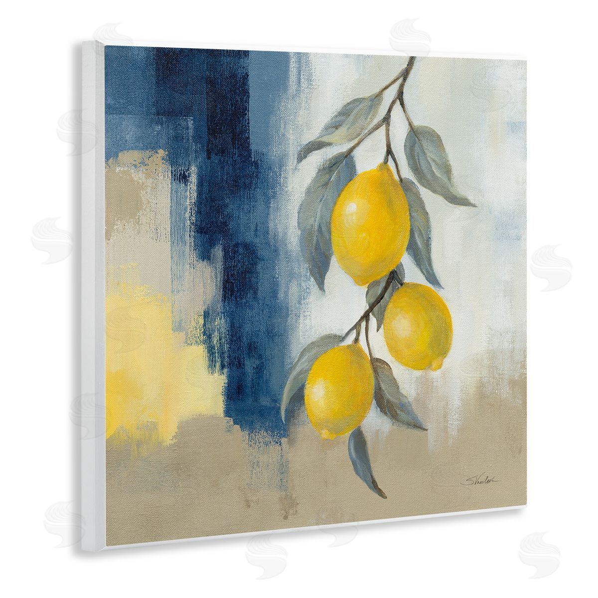 Silvia Vassileva Kitchen Lemons Hanging Wooden Wall Plaque Art Print