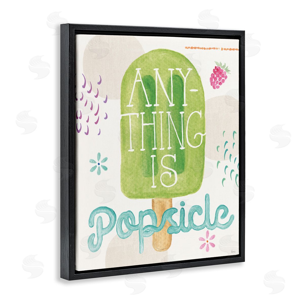 Uplifting Summer Phrase Black Floating Frame Canvas Wall Art, Home Decor by Veronique Charron