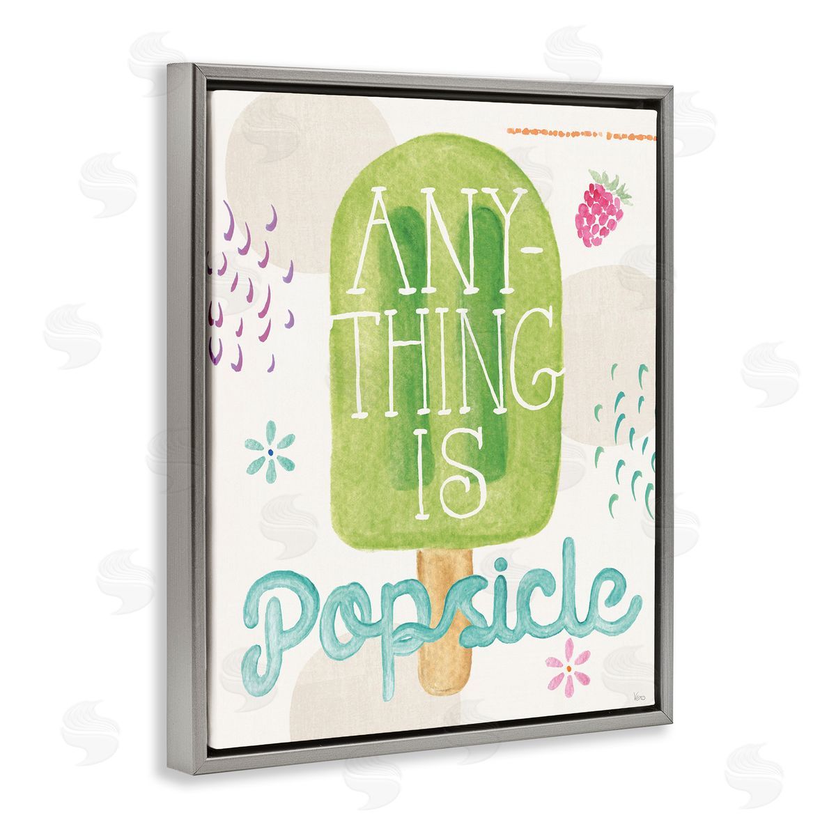 Uplifting Summer Phrase Grey Floating Frame Canvas Wall Art, Home Decor by Veronique Charron