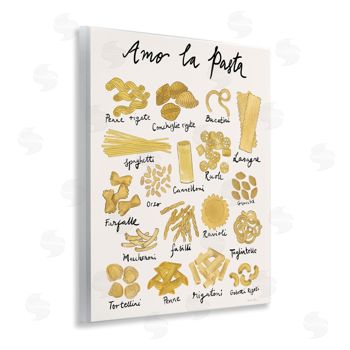 Amor La Pasta Chart Wood Plaque Wall Art, Home Decor by Farida Zaman