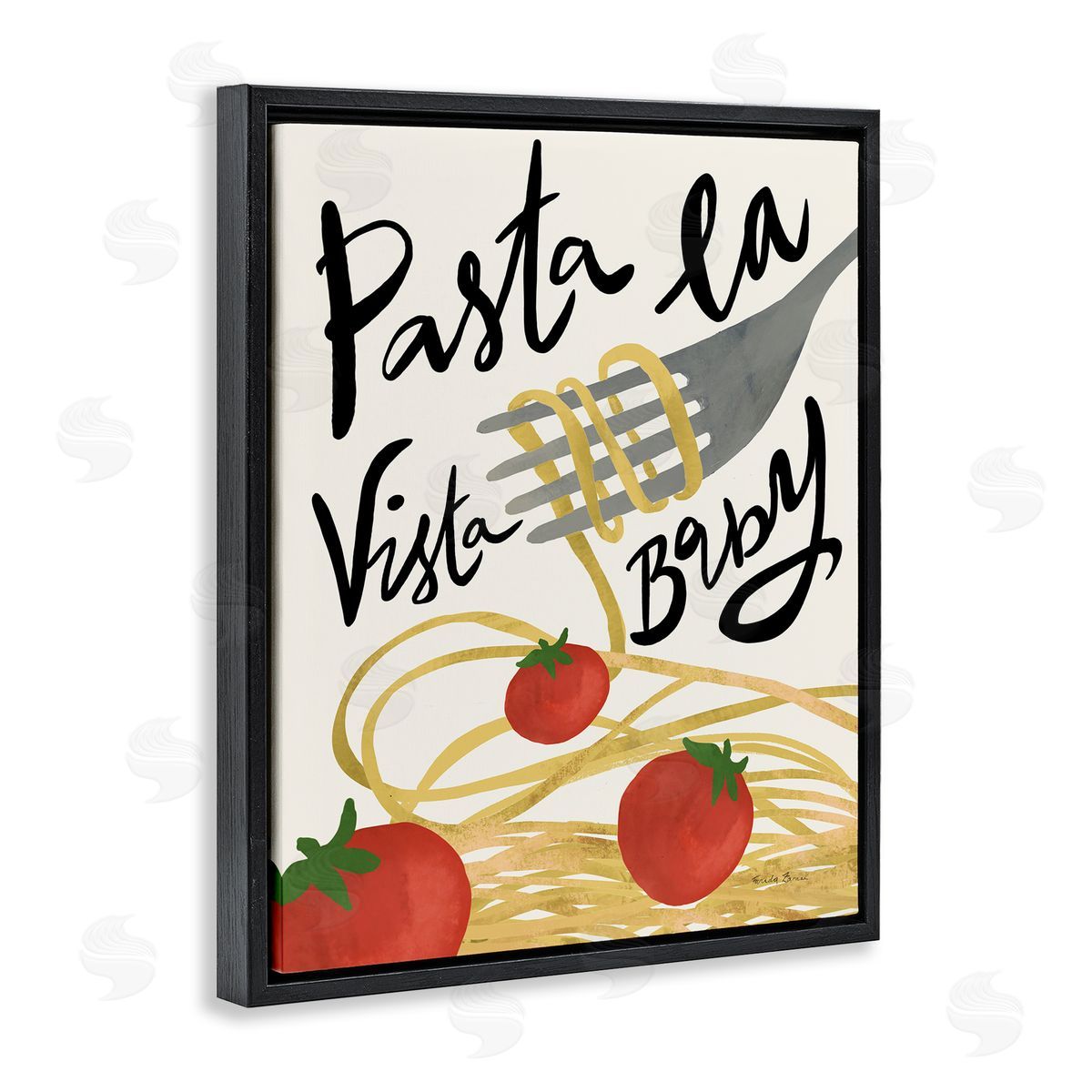 Pasta La Vista Black Floating Frame Canvas Wall Art, Home Decor by Farida Zaman