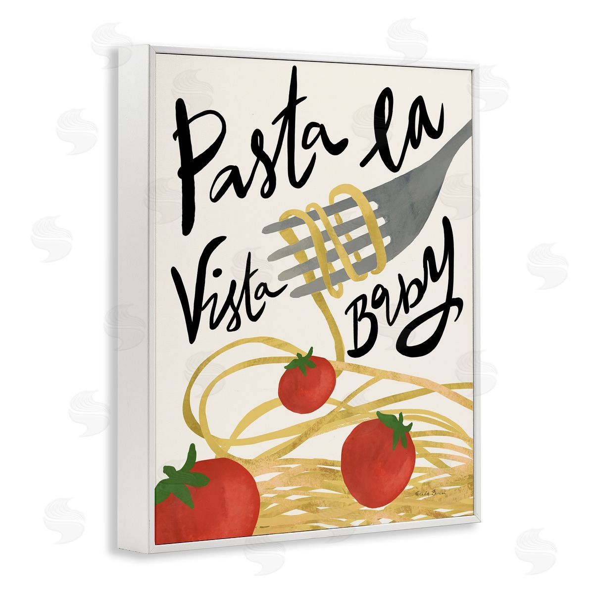 Pasta La Vista White Frame Print Wall Art, Home Decor by Farida Zaman