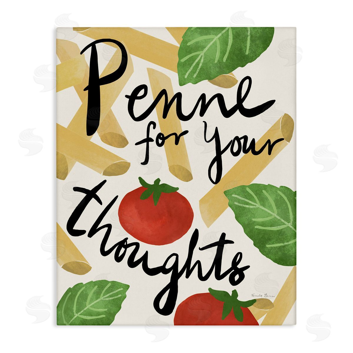 Penne For Your Thoughts Canvas Wall Art, Home Decor by Farida Zaman