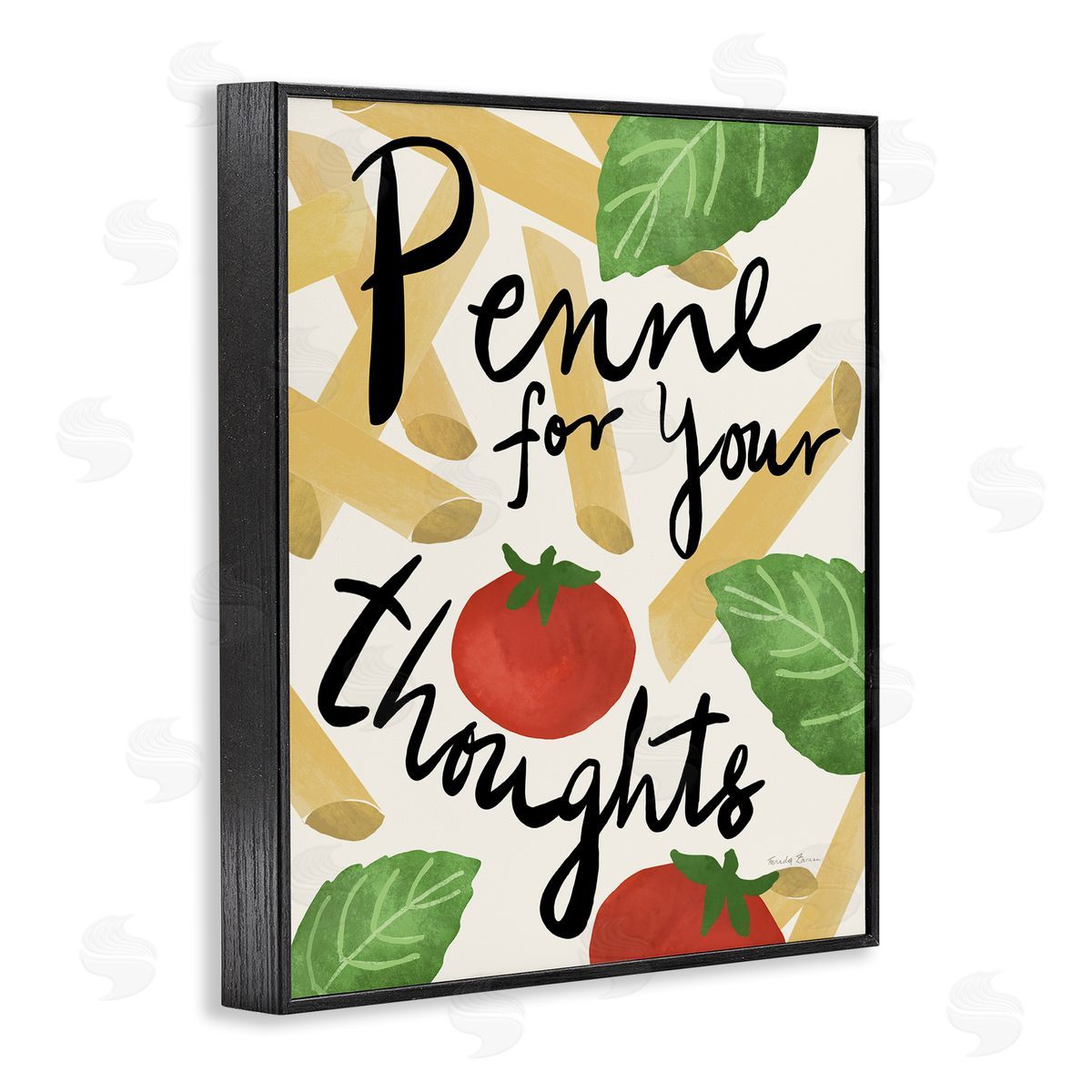 Penne For Your Thoughts Black Frame Print Wall Art, Home Decor by Farida Zaman