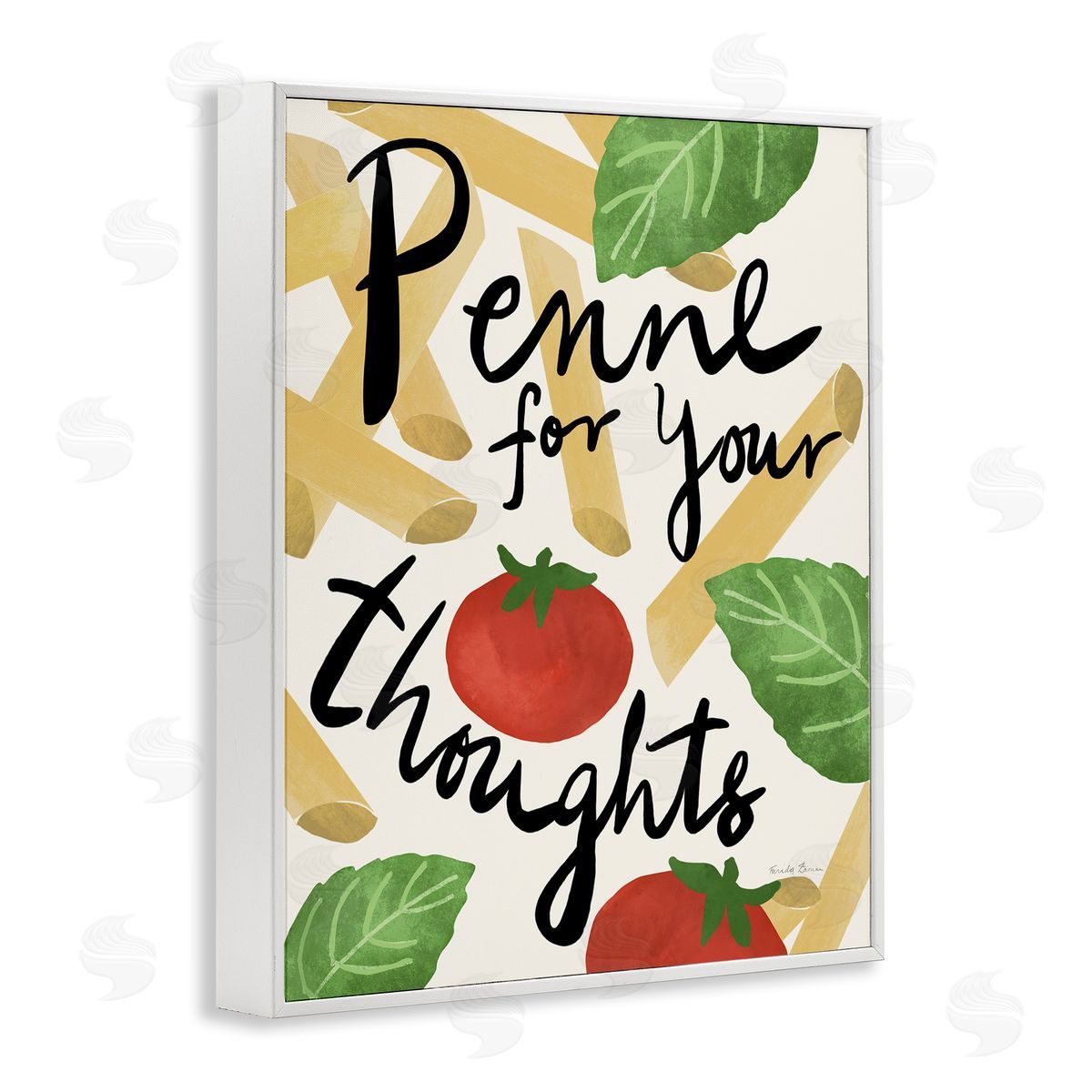 Penne For Your Thoughts White Frame Print Wall Art, Home Decor by Farida Zaman