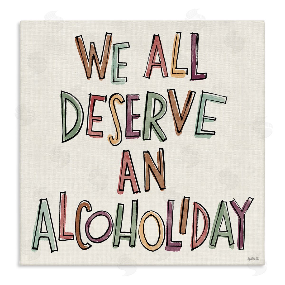 Anne Tavoletti Alcoholiday Funny Phrase Canvas Wall Art Print