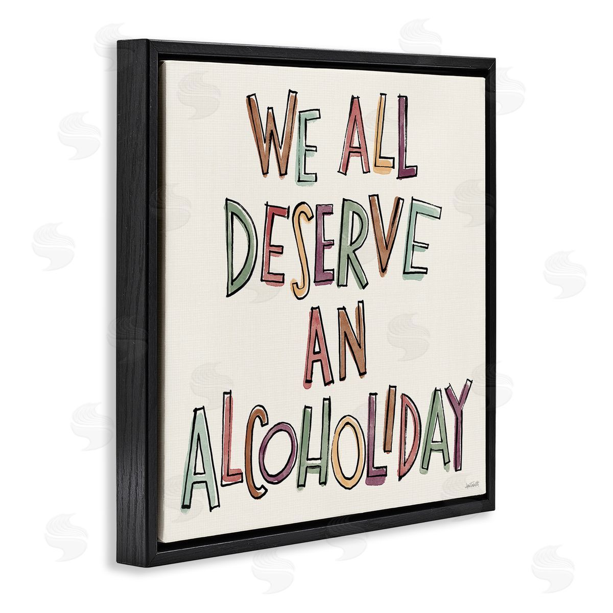 Anne Tavoletti Alcoholiday Funny Phrase Black Floating Frame Canvas Wall Art Print