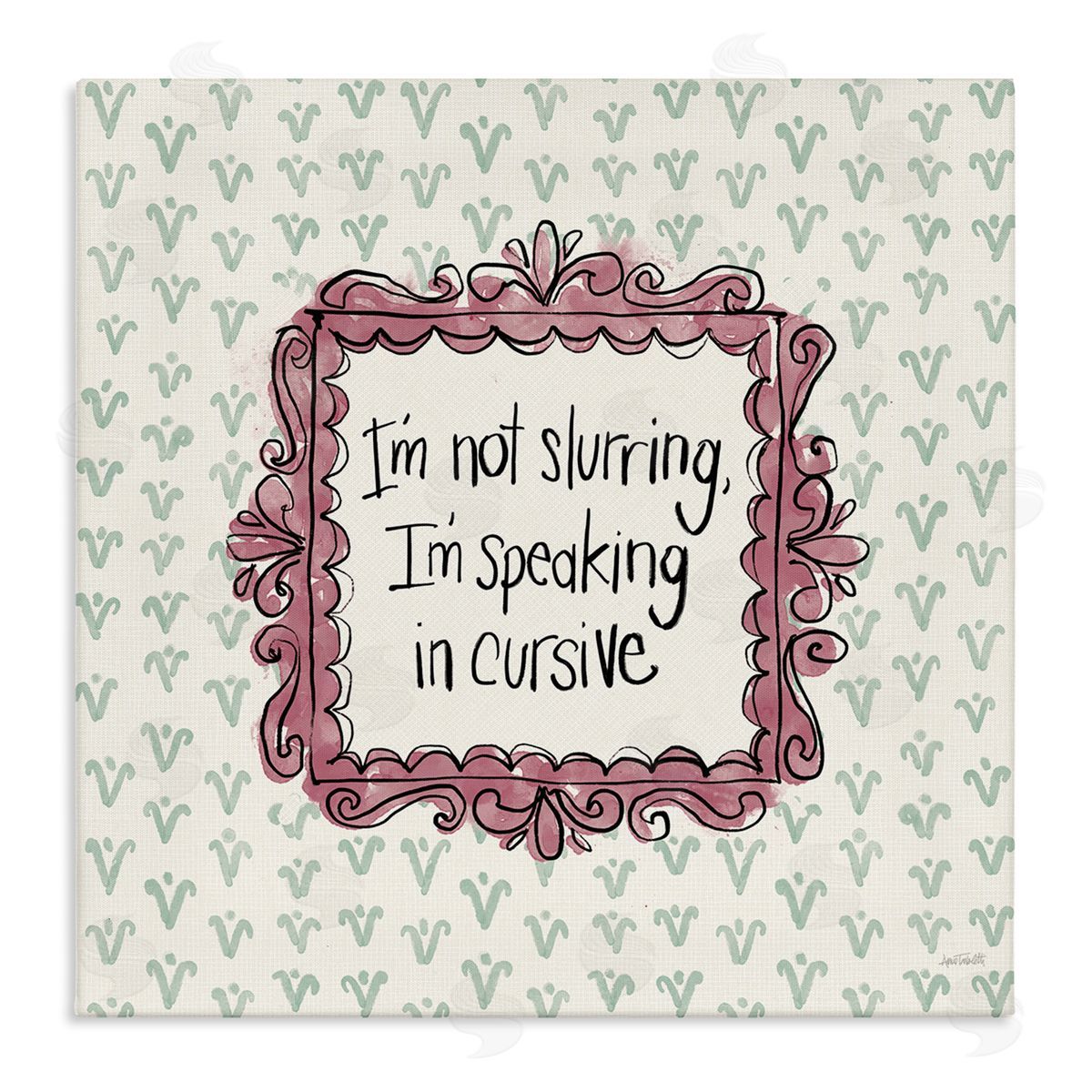 Anne Tavoletti Speaking In Cursive Canvas Wall Art Print