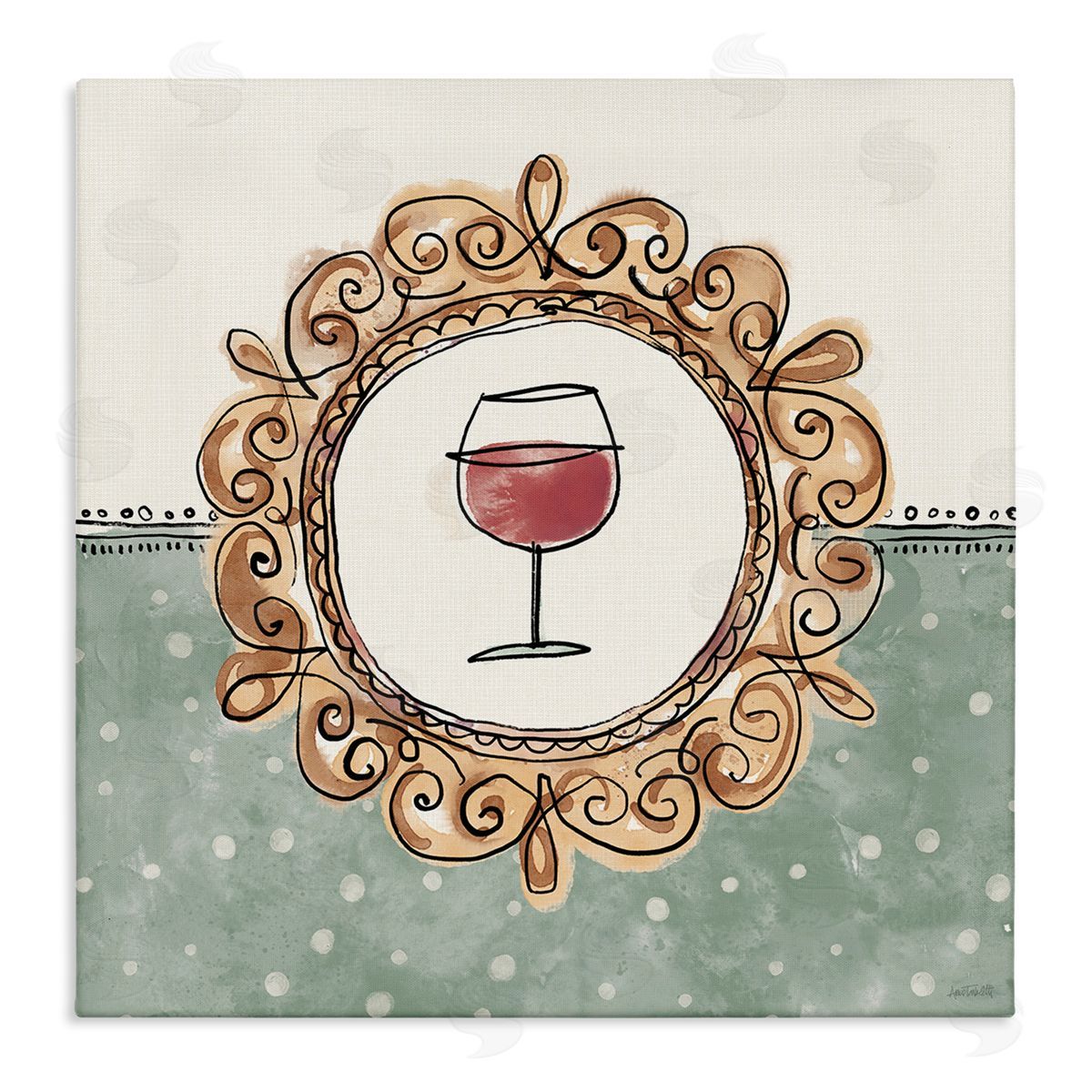 Anne Tavoletti Wine with Classic Border Canvas Wall Art Print