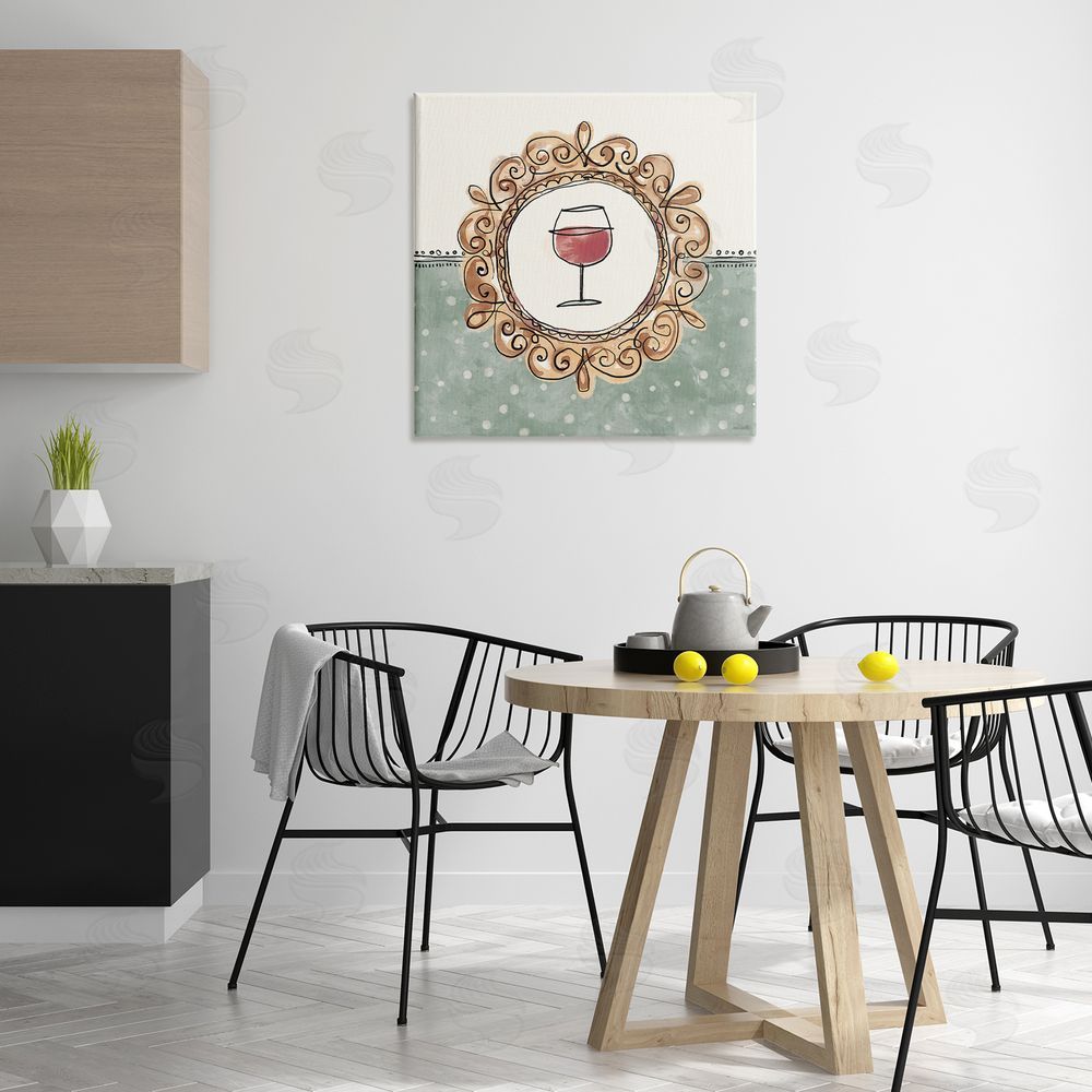 Anne Tavoletti Wine with Classic Border Canvas Wall Art Print in Room