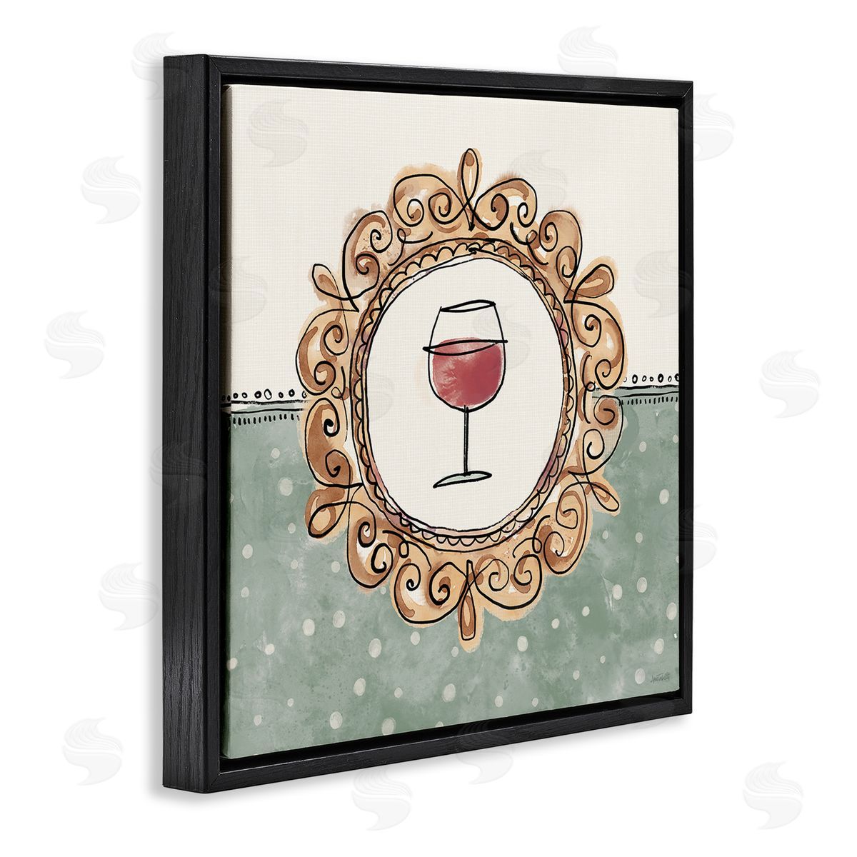 Anne Tavoletti Wine with Classic Border Black Floating Frame Canvas Wall Art Print