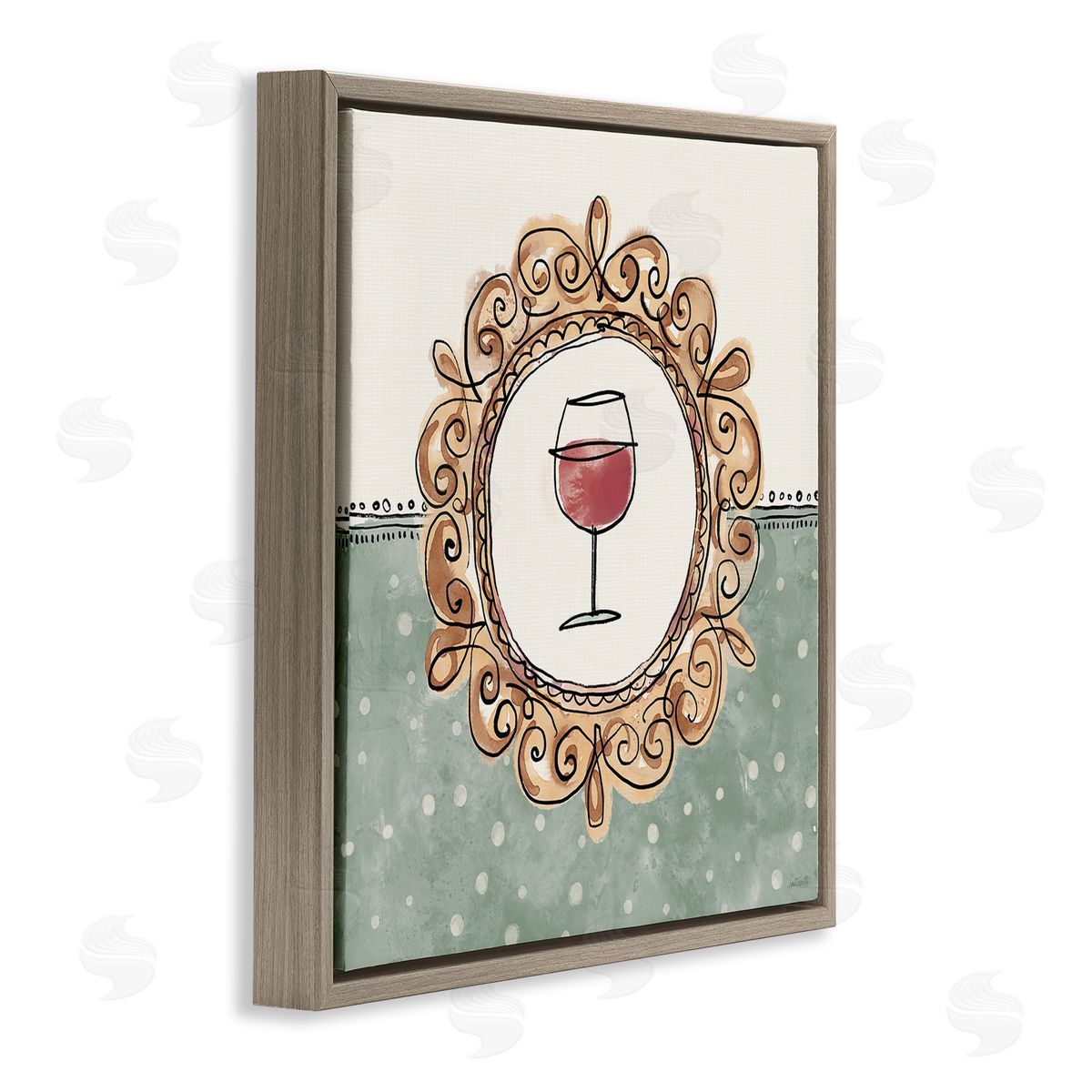 Anne Tavoletti Wine with Classic Border Brown Floating Frame Canvas Wall Art Print