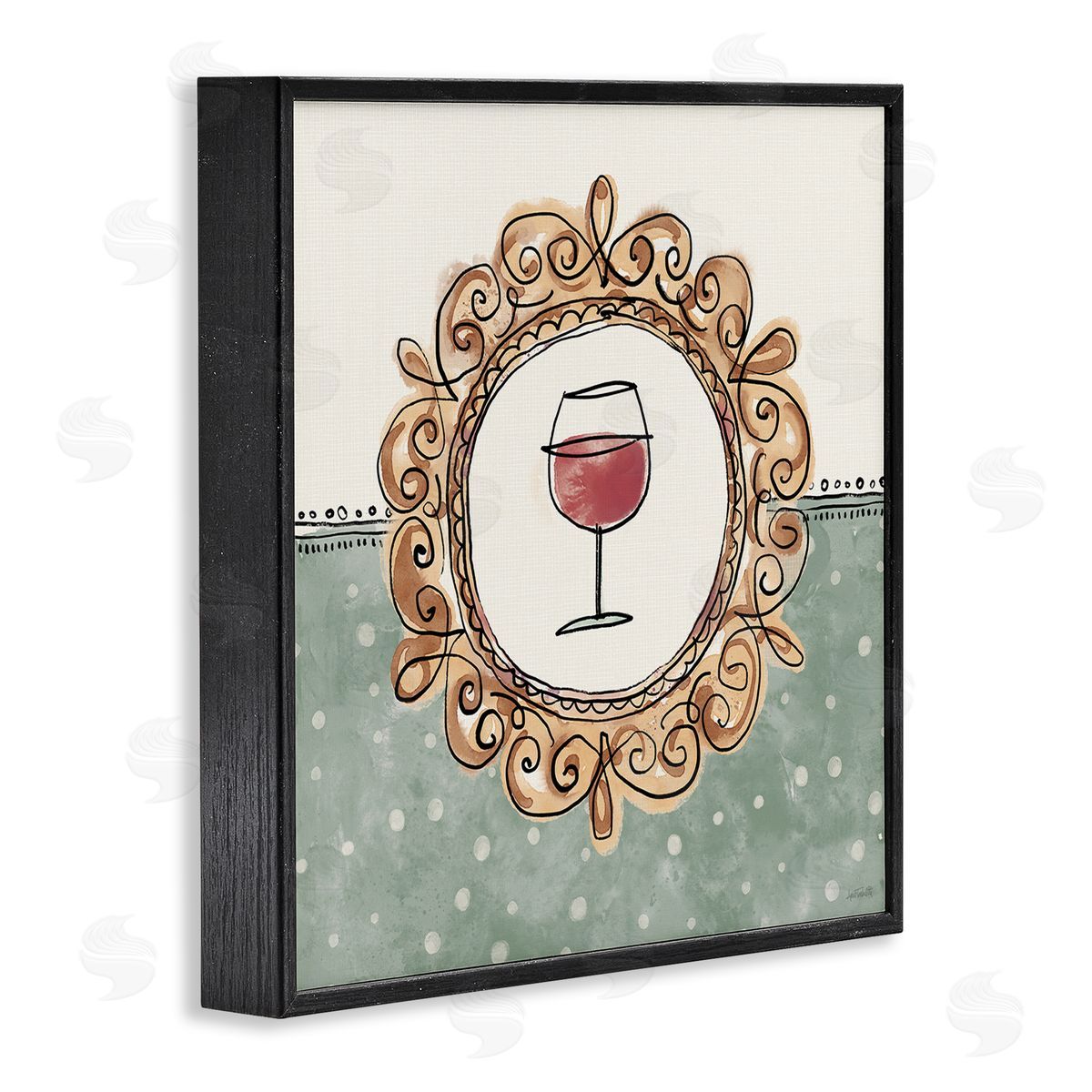 Anne Tavoletti Wine with Classic Border Black Framed Giclee Wall Art Print