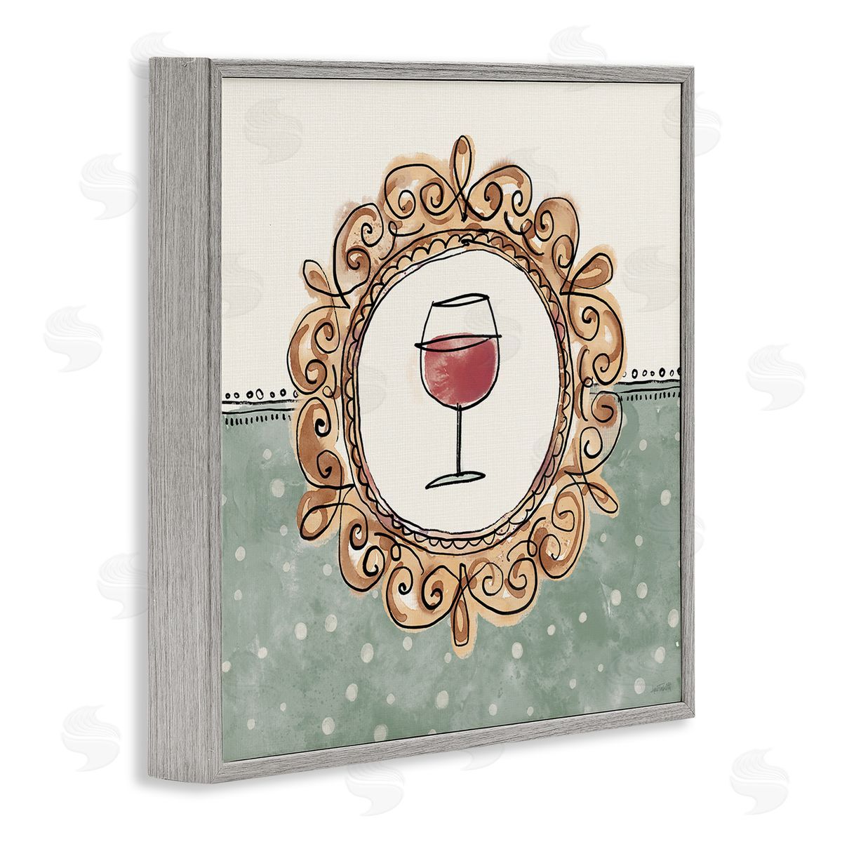 Anne Tavoletti Wine with Classic Border Gray Framed Giclee Wall Art Print