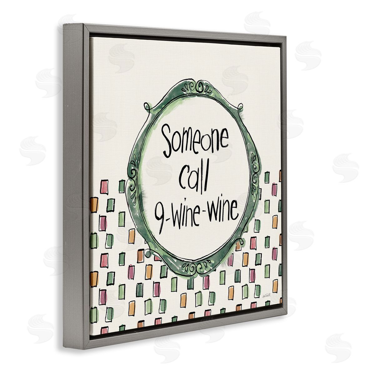 Anne Tavoletti Funny Wine Sentiment Gray Floating Frame Canvas Wall Art Print