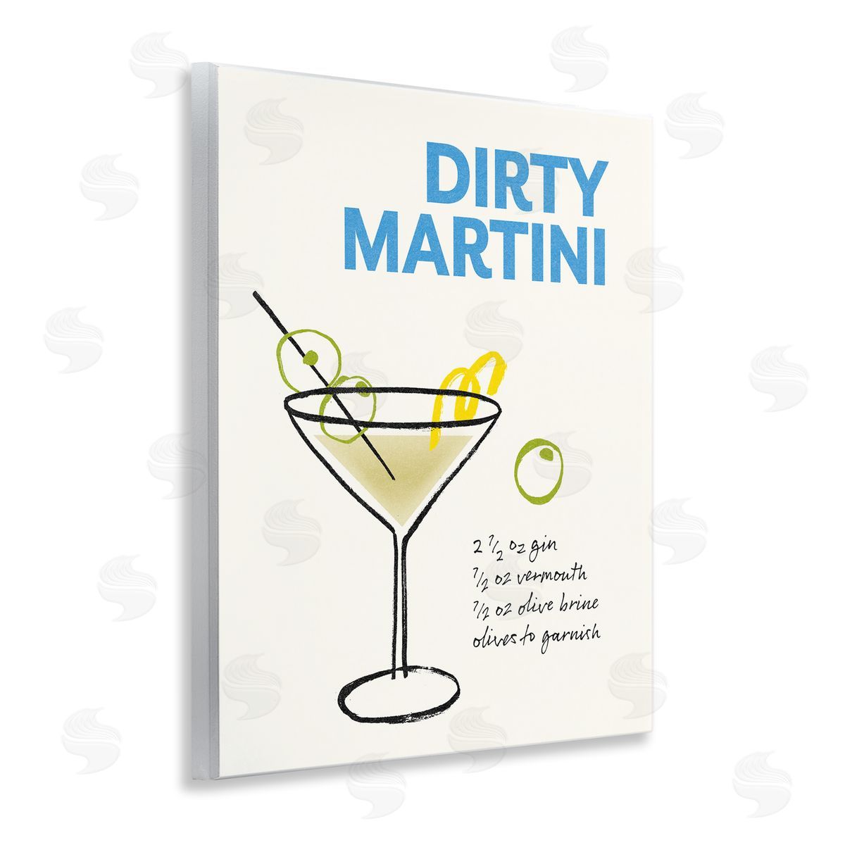 Dirty Martini Recipe Wood Plaque Wall Art, Home Decor by Victoria Barnes