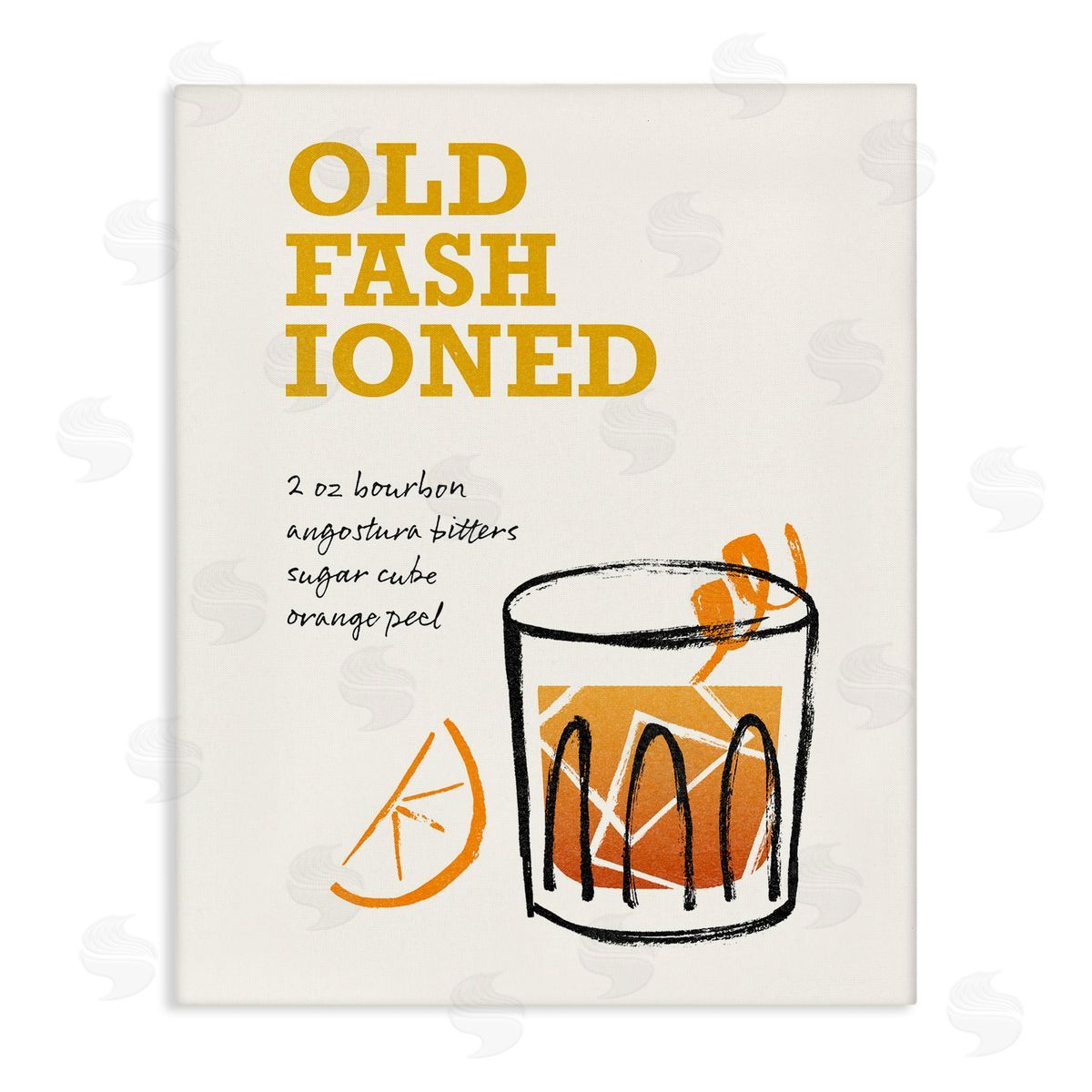 Old Fashioned Recipe Canvas Wall Art, Home Decor by Victoria Barnes