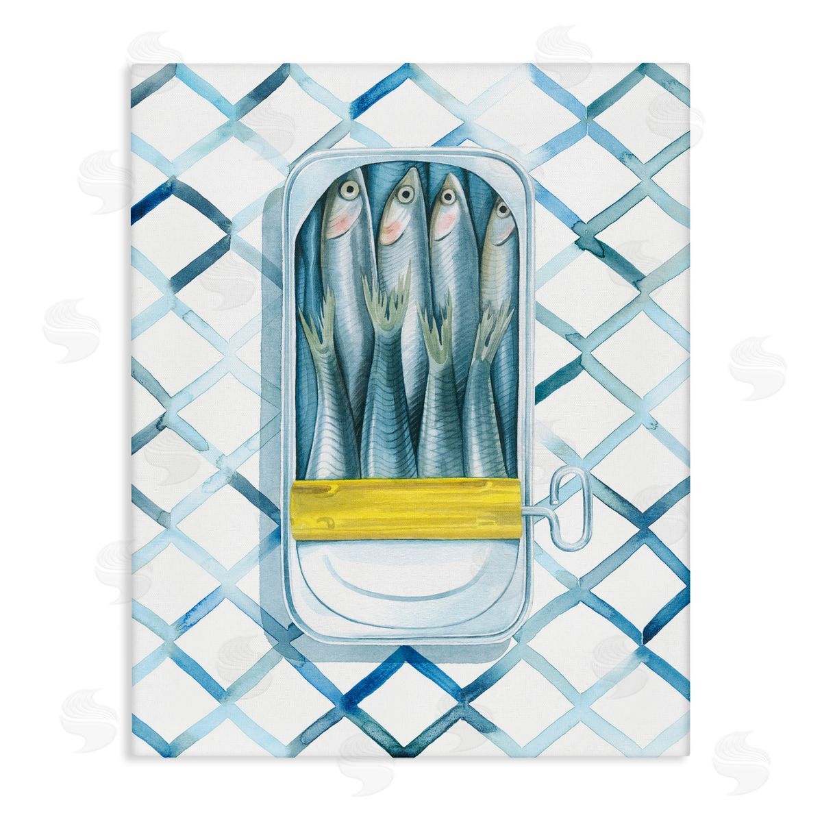 Sardine Can on Pattern Canvas Wall Art, Home Decor by Grace Popp