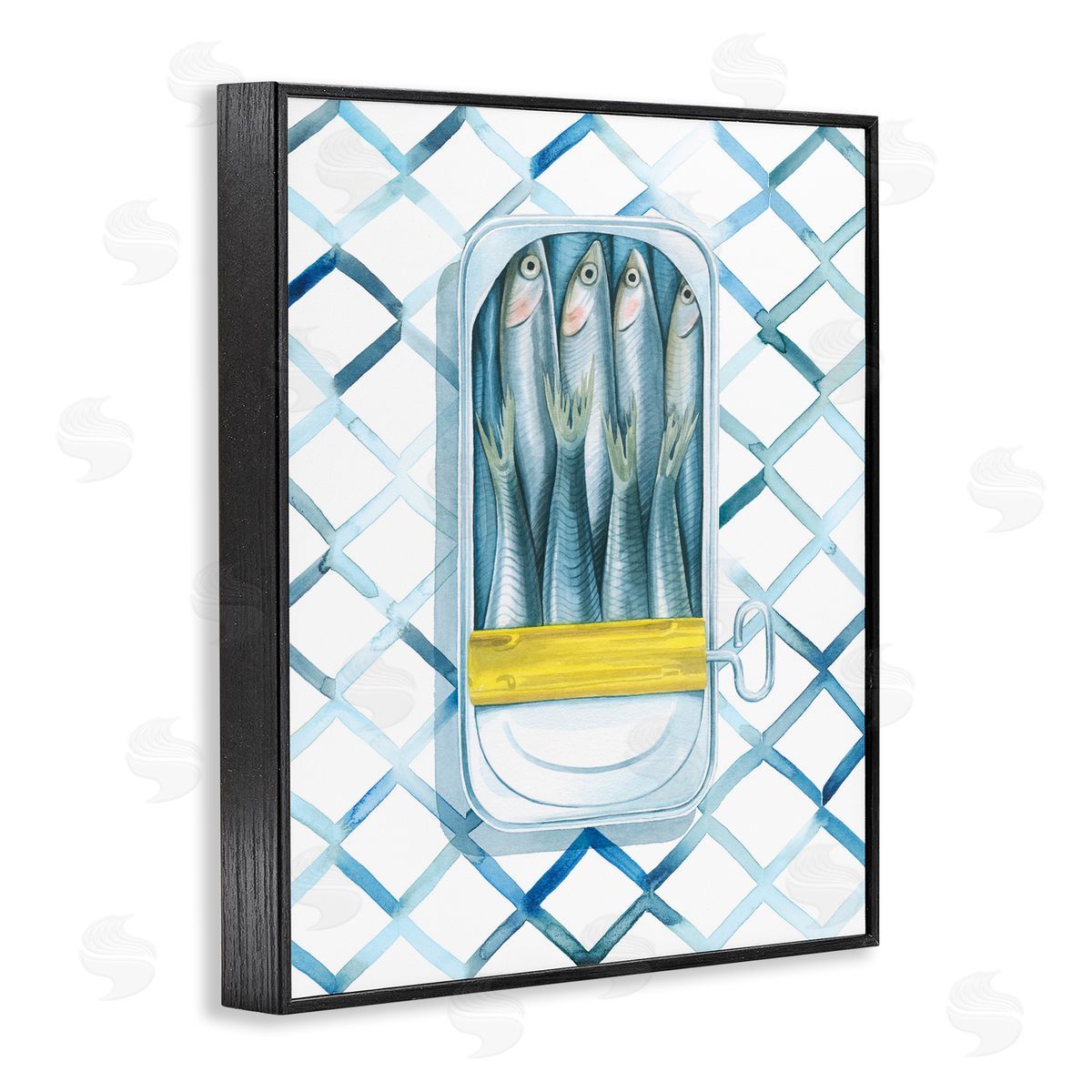 Sardine Can on Pattern Black Frame Print Wall Art, Home Decor by Grace Popp