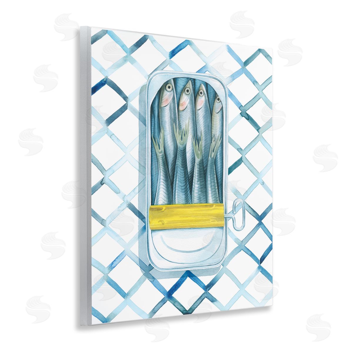 Sardine Can on Pattern Wood Plaque Wall Art, Home Decor by Grace Popp