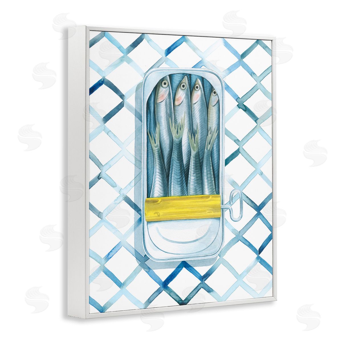 Sardine Can on Pattern White Frame Print Wall Art, Home Decor by Grace Popp