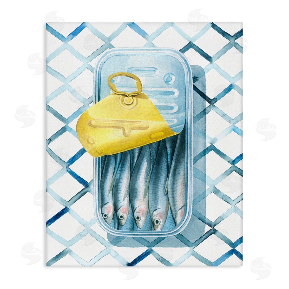 Geometric Sardines Can Canvas Wall Art, Home Decor by Grace Popp