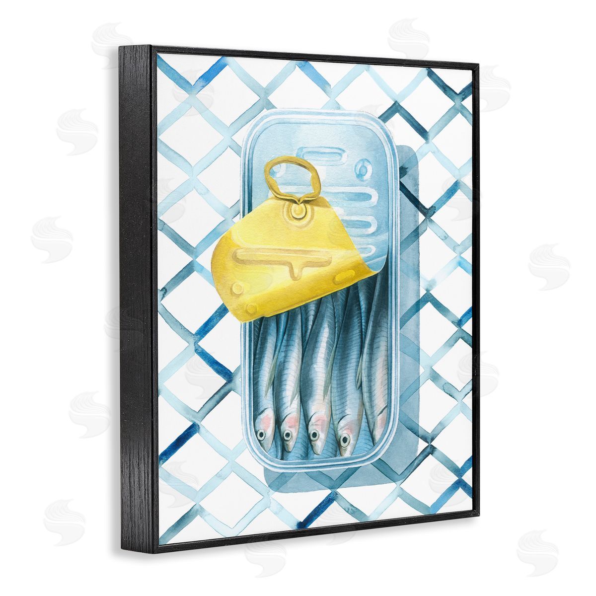 Geometric Sardines Can Black Frame Print Wall Art, Home Decor by Grace Popp
