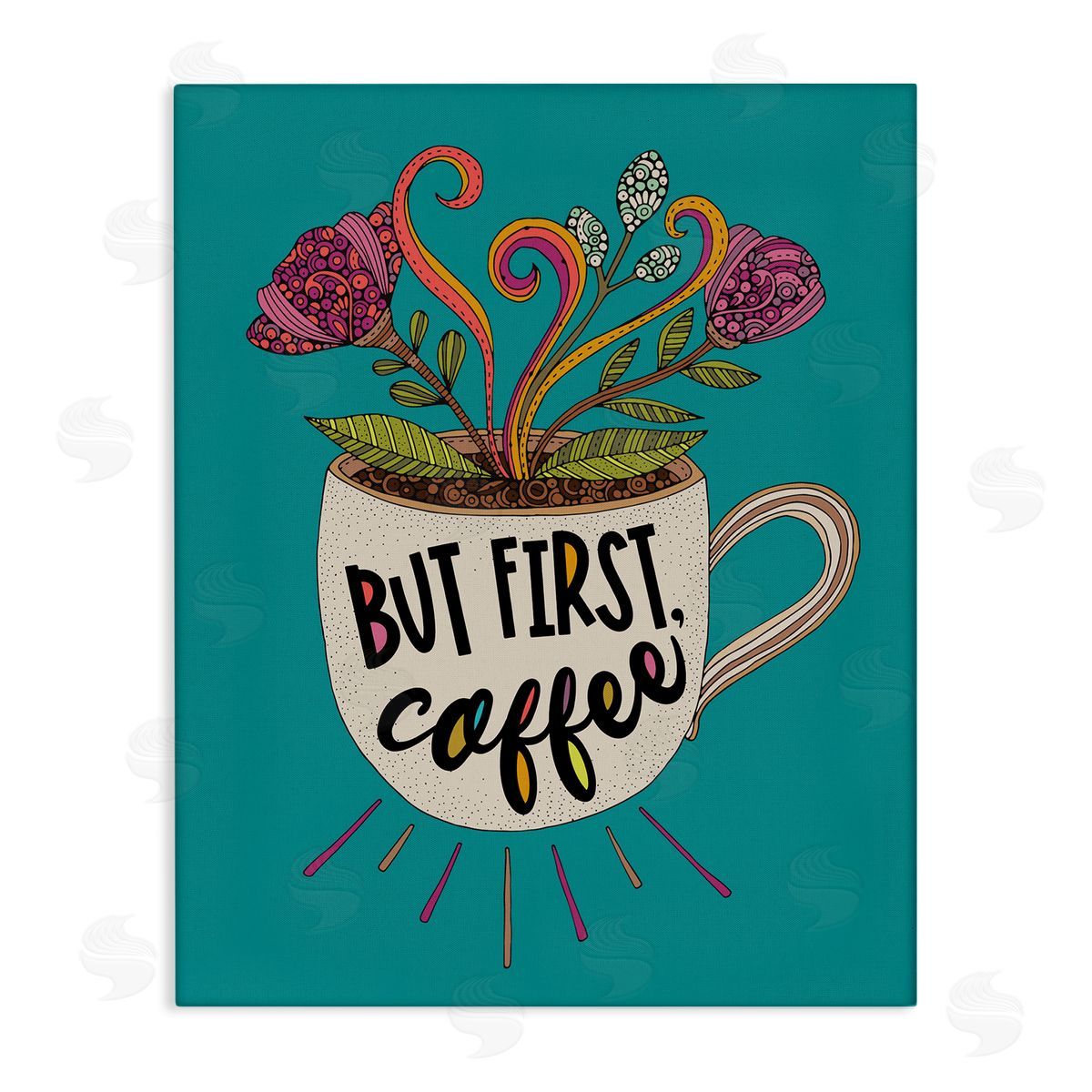 First Coffee with Florals Canvas Wall Art, Home Decor by Valentina Harper