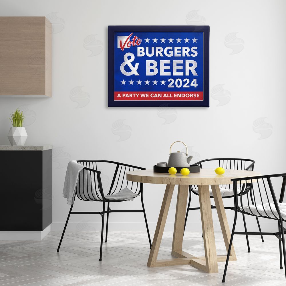 Jedco Brands Inc. Burgers & Beer Vote Canvas Wall Art Print in Room