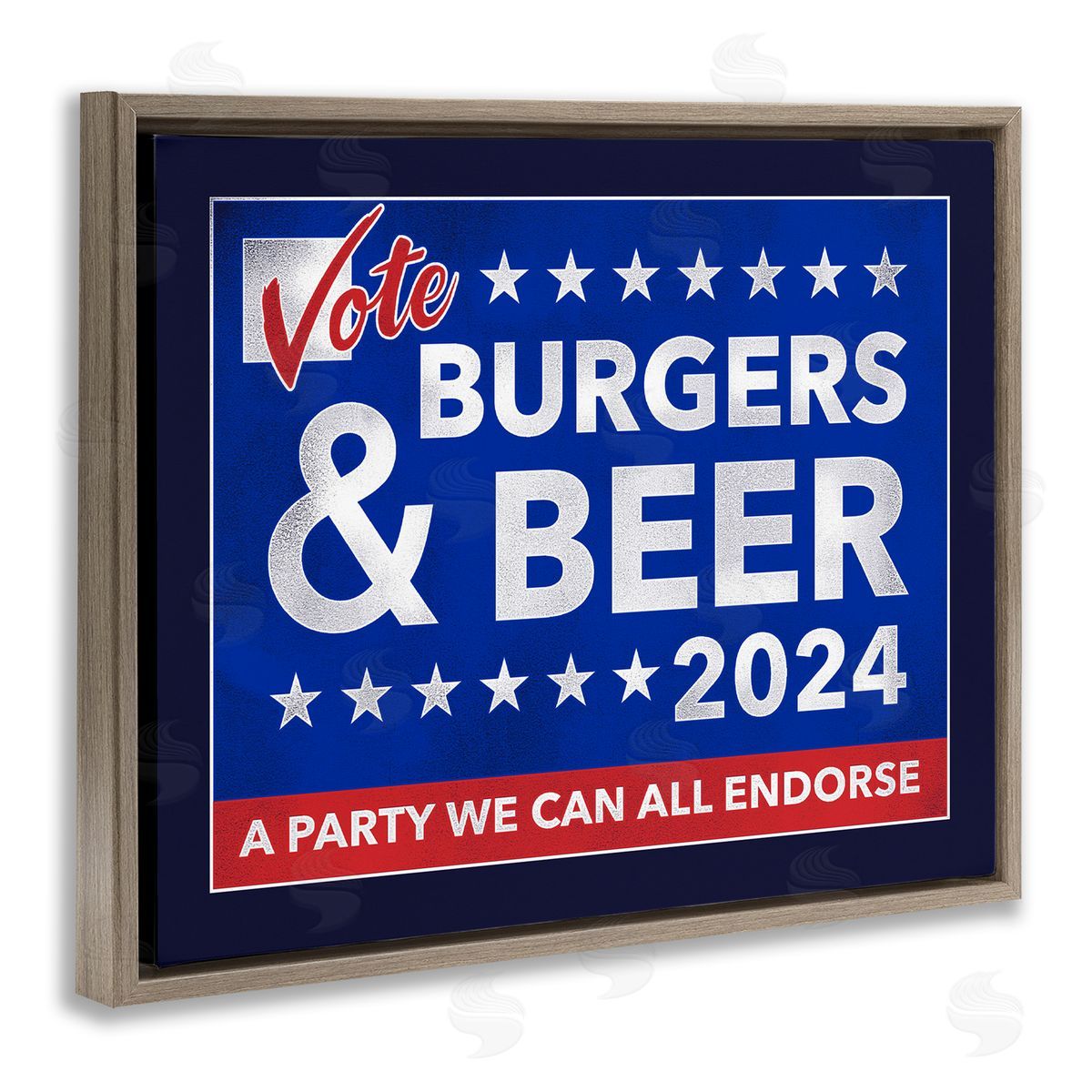 Jedco Brands Inc. Burgers & Beer Vote Brown Floating Frame Canvas Wall Art Print