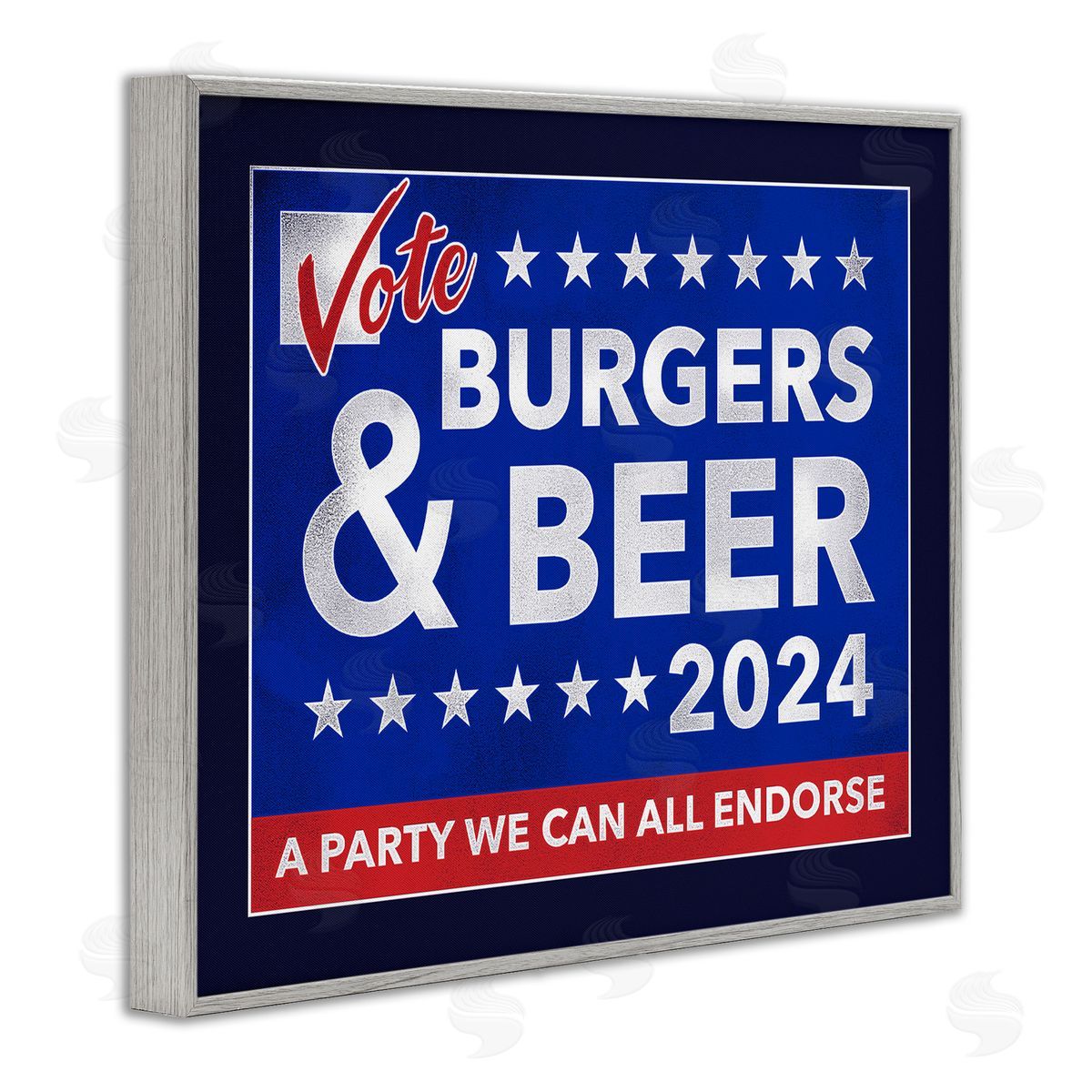 Jedco Brands Inc. Burgers & Beer Vote Gray Framed Giclee Wall Art Print