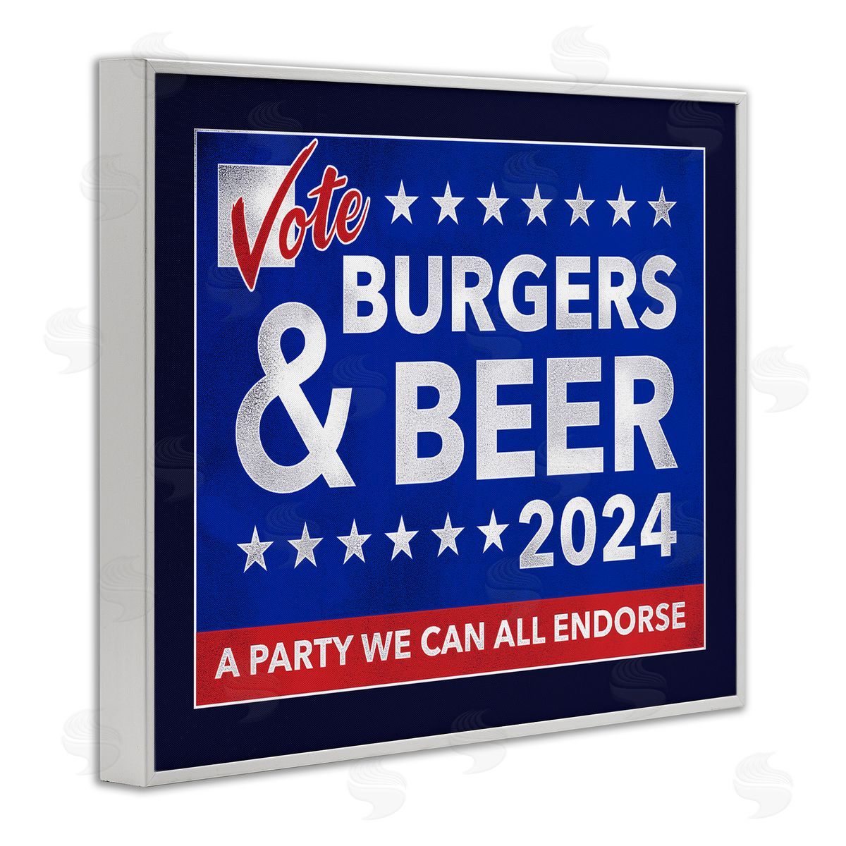 Jedco Brands Inc. Burgers & Beer Vote White Framed Giclee Wall Art Print