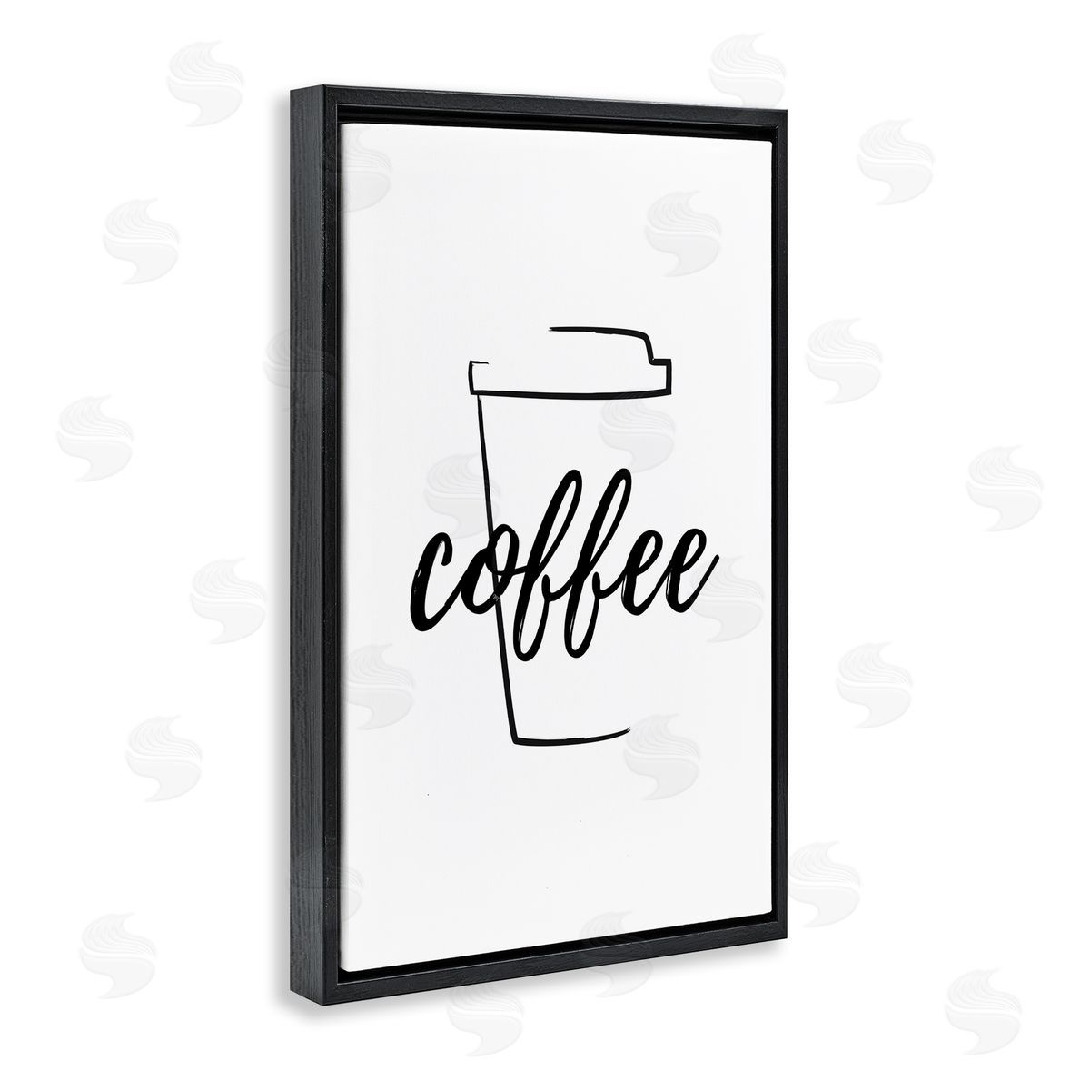 Minimal Coffee Cup Black Floating Frame Canvas Wall Art, Home Decor by Martina Pavlova