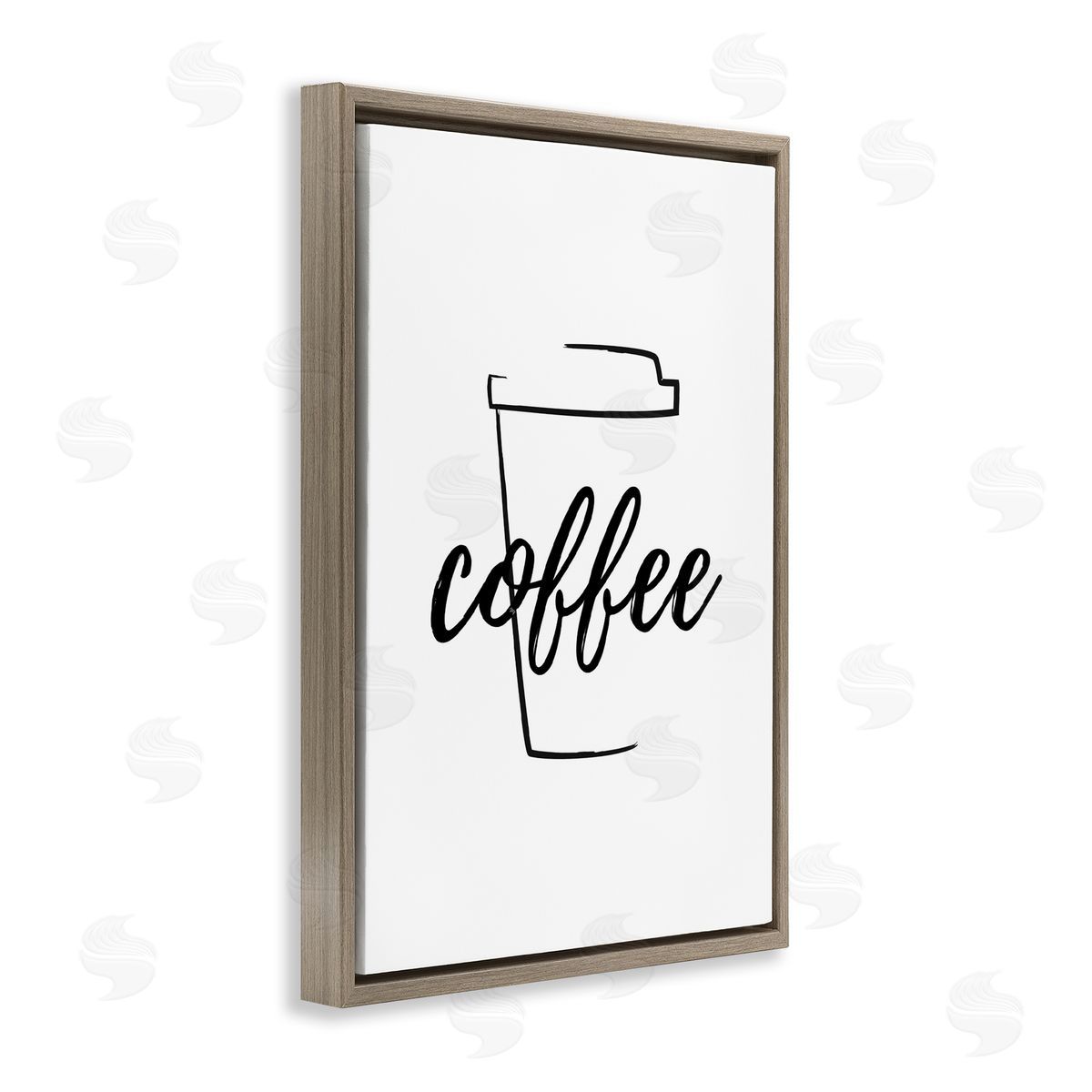 Minimal Coffee Cup Brown Floating Frame Canvas Wall Art, Home Decor by Martina Pavlova