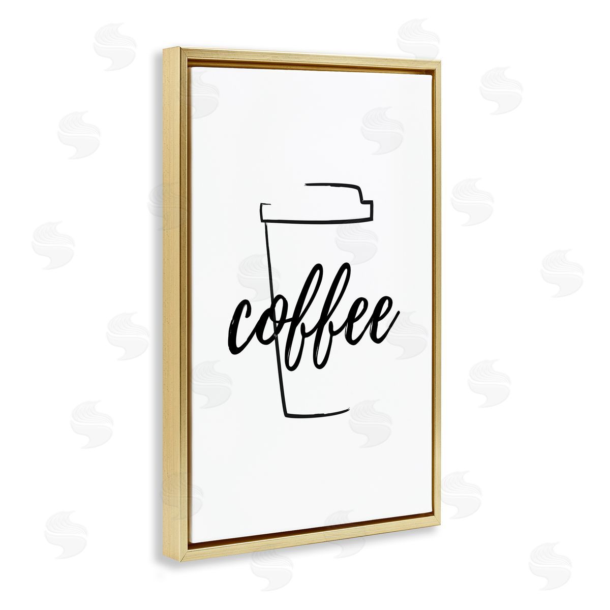 Minimal Coffee Cup Gold Floating Frame Canvas Wall Art, Home Decor by Martina Pavlova